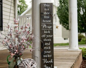 Rock your socks wood sign. No shoes, front door, porch sign, welcome sign, remove your shoes, shoe free house sign, door decor, porch decor