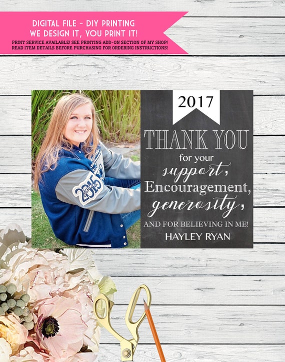 Graduation Thank you Card PERSONALIZED DIY Printing