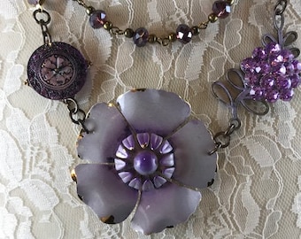 Repurposed Necklace, Assemblaged Necklace, Statement Necklace, Vintage inspired Necklace