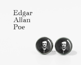 Edgar Allan Poe Earrings - Bookworm for Her - Literary Jewelry - Book Jewelry - Poe Stud Earrings - Literature - Book Gifts - (H7750)