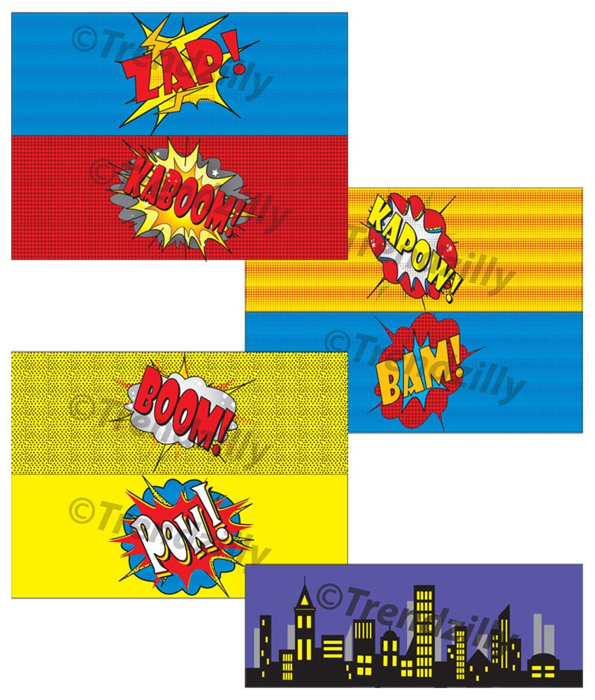 Superhero 4x11 Can Labels, Comic Book Labels, Party Supplies, Superhero Birthday, Comic Book ...