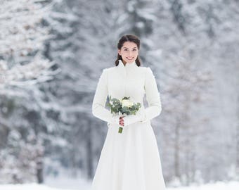 Alpaca bridal Jacket | Warm Elegant Bridal Felted Jacket | Alpaca White Jacket | Wedding Jacket | Alpaca White Wool Jacket | Winter Wedding