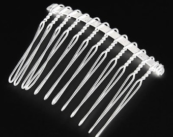 Silver Hair Combs - 37mm wide, 49mm long