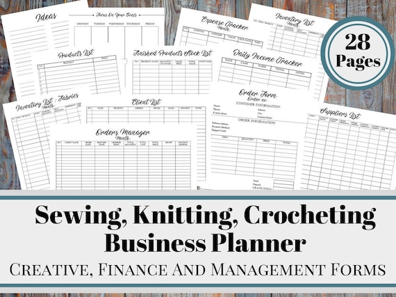 Sewing, Knitting, Crocheting Business Planner and Manager, Business Finance and Business Management Printable Forms, Product Inventory