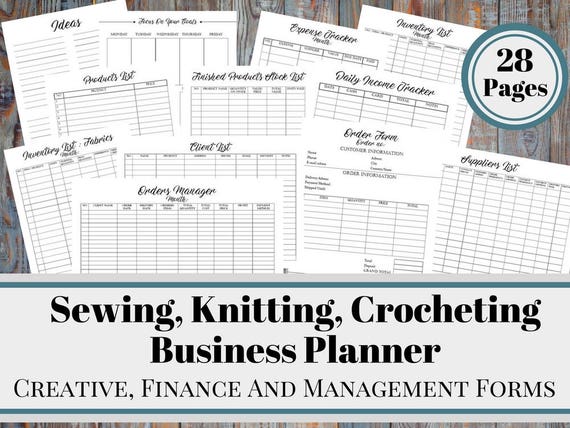 Sewing, Knitting, Crocheting Business Planner and Manager, Business Finance and Business Management Printable Forms, Product Inventory