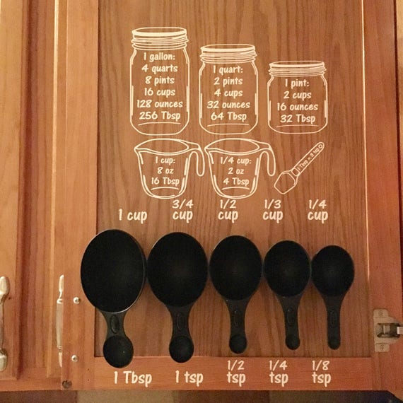 Kitchen Measurement Decals Teaspoon Tablespoon Pint Quart