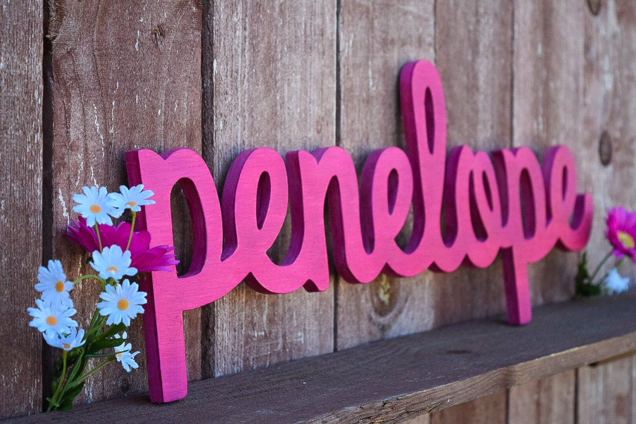 Penelope Name Sign Wooden Names Letters for Nursery Nursery