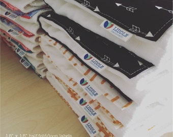 Custom Half-Fold Hem Loop-Style Labels Using Your Custom Design, Logo or Text OR any of the Pre-Made Designs Shown Anywhere in the Shop