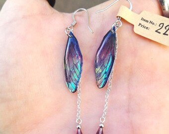 Earrings dangle with multiple reflections Purple Fairy wings