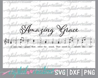 Amazing Grace SVG, PNG, DXF Silhouette Cut, Christian svg, Instant Download, Cut Files, Cricut, sheet music svg, farmhouse music, hymn