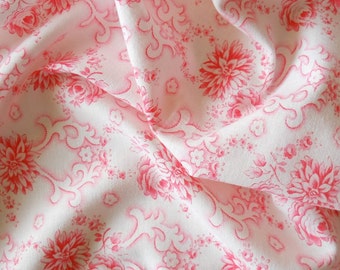 vintage floral fabric patchwork fabric quilting fabric antique pink flowers french fabric vintage french pink floral fabric 34