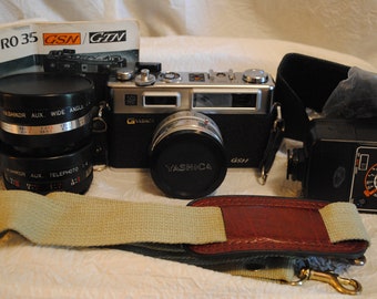 Yashica Electro 35 Camera and lens lot