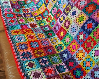 Mumbai Vivid GRANNY SQUARES Afghan BLANKET Jazzy