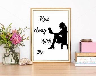 Run Away With Me - Woman Reading Book Graphic