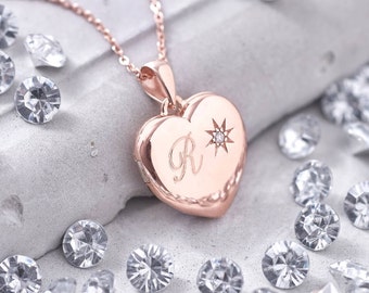 Personalised Genuine Diamond Rose Gold Locket (HBN01 / 38R)
