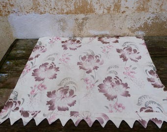 Vintage Antique French Victorian 1890s faded colors printed floral cotton fabric 29.5 " x 21.6 "