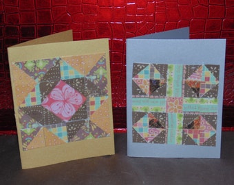 paper mosaic cards, quilt cards,set of 2 blank notecard