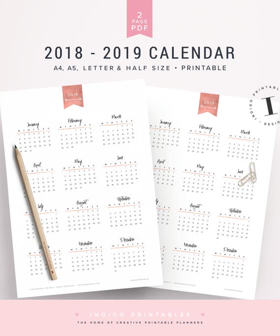 Rose Gold Calendar 2018-2019 Calendar Calendar 2019 Rose Gold Calendar 2018-2019 Calendar Calendar 2019