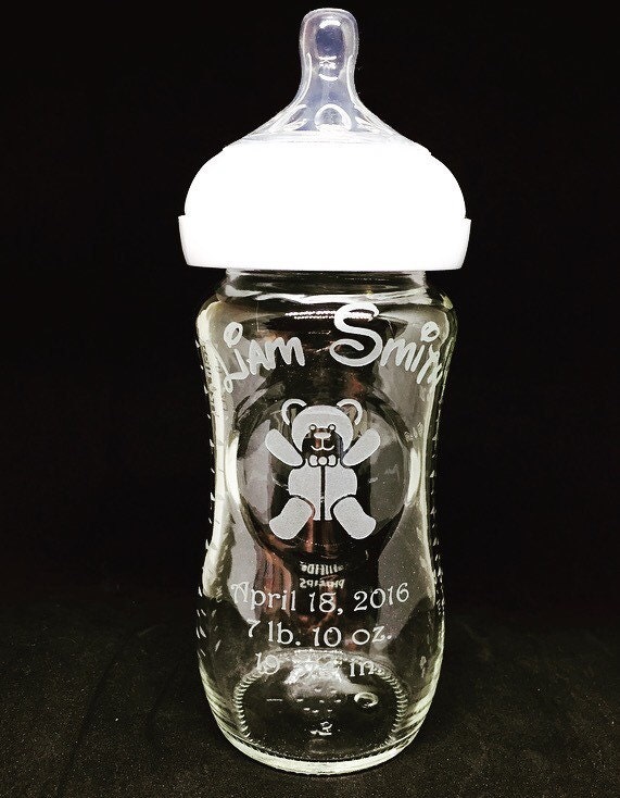 Personalized 8 oz. Glass Baby Bottle • FREE SHIPPING