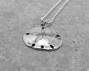 Sterling Silver Sand Dollar Necklace, Sand Dollar Jewelry, Sand Dollar Pendant, Charm Necklace, Sterling Silver Jewelry