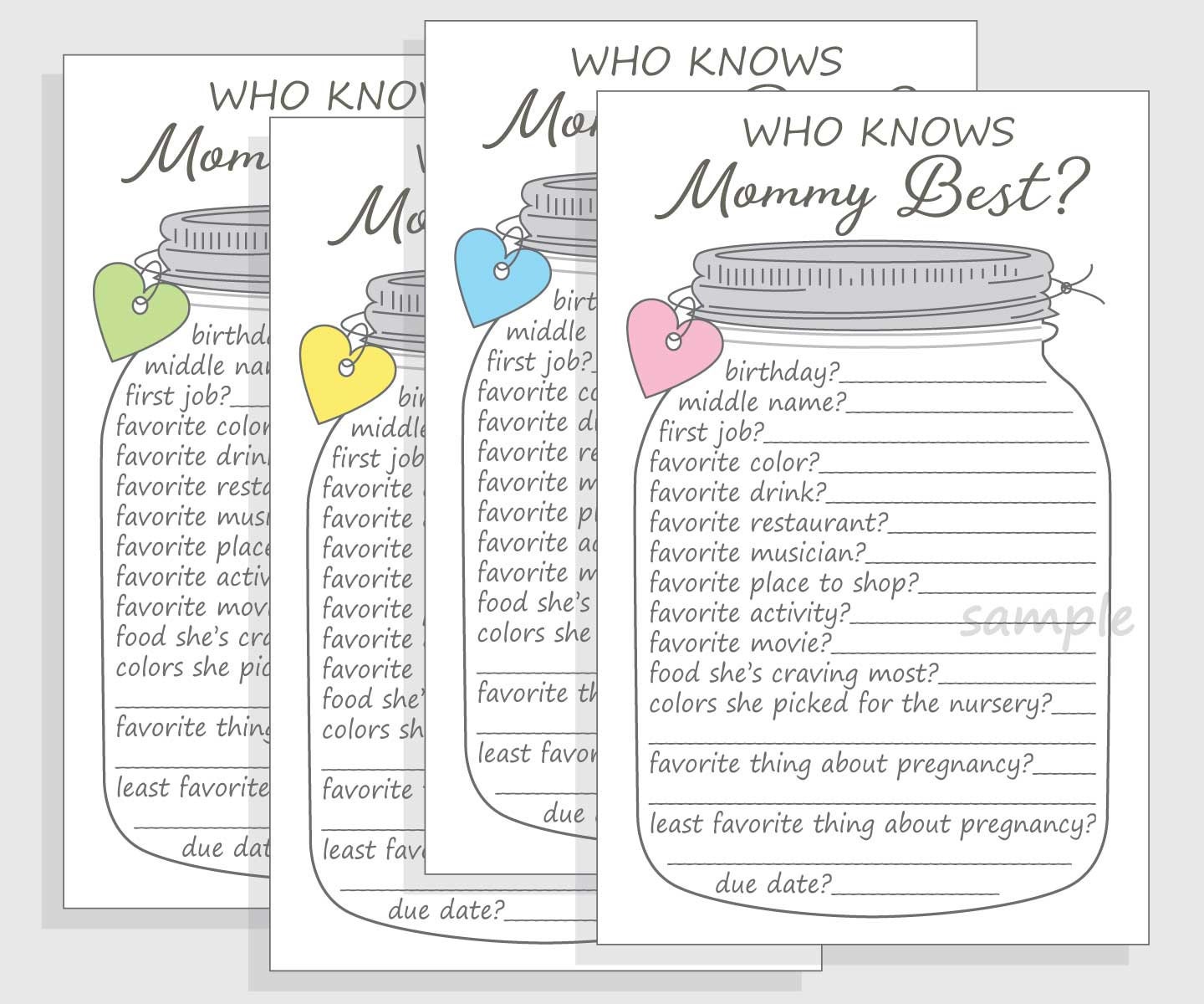 Who Knows Mommy Best Baby Shower Game Printable DIY Mason Jar