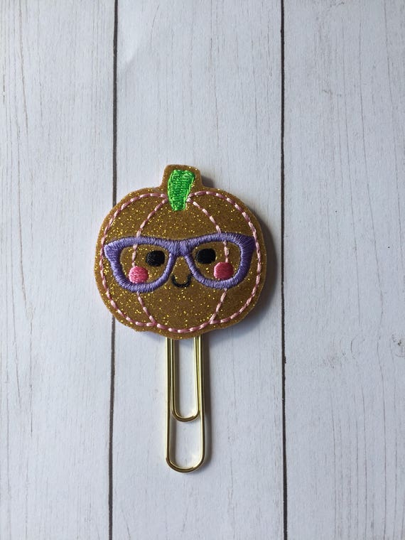 Glitter Geeky Pumpkin planner Clip/Planner Clip/Bookmark. Pumpkin planner clip. fall planner clip. Geeky Planner Clip. Nerdy Planner CLip