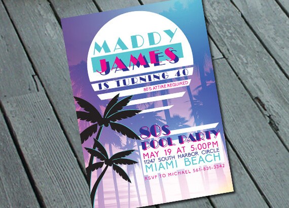 Miami Themed Party Invitations 2