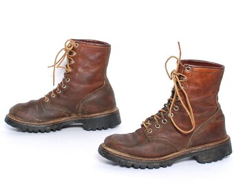 women's size 7 RED WING brown leather 80s 90s RUSTIC outdoors work boots
