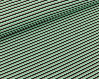 Cotton jersey Elephant Parade stripes Brown-mint-grey (13.90 EUR/meter)