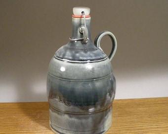 Ceramic Beer Growler , Handmade Growler, Stoneware Pottery Growler , Flip Top 64 ounce Beer Growler