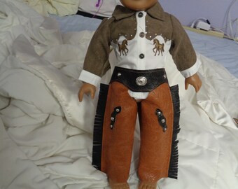18" Boy-Girl Doll - CowGirl- CowBoy Ranch Chaps- Shown on my American Boy Doll