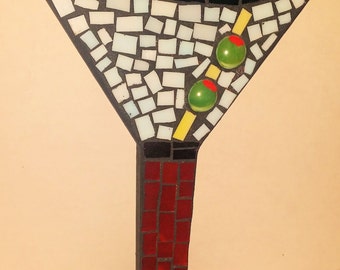 Mosaic Martini complete with olives!