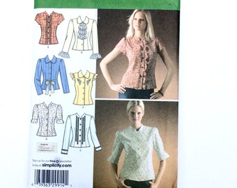 Simplicity 4077, Women's Blouse Pattern, Jabot Pattern, Women's Top Pattern, Size 6, 8, 10, 12, 14, Uncut Pattern
