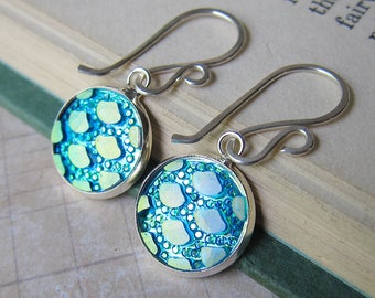 Mermaid Tales - Iridescent Aqua Mermaid Scale Earrings