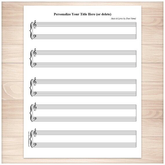 Printable personalized Piano Sheet Music BLANK Piano and