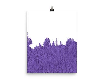 Purple Forest Textured Silhouette Art Print