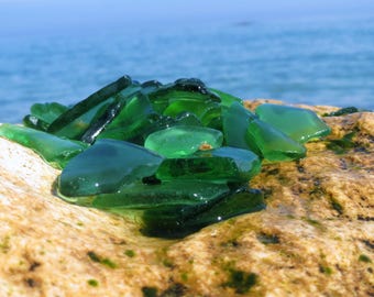100 genuine seaglass green sea glass bulk beach glass sea glass crafting sea glass crafts tumbled glass mosaic green decor table decorations