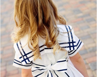 Anchors Aweigh Sailor Dress: Vintage Sailor Dress Pattern, Girls Dress Pattern, 4th of July Dress