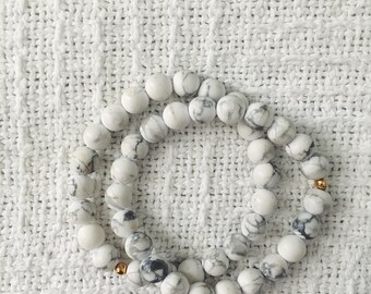 White Marble Bead Bracelet