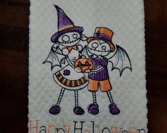 Creepy Kids Happy Halloween Embroidered Towel - Made to Order