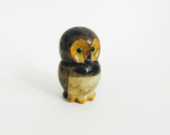 Vintage Carved Alabaster Stone Owl