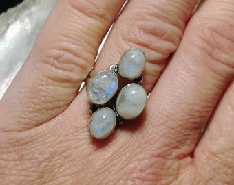 Rainbow Moonstone Ring - Size 6.25