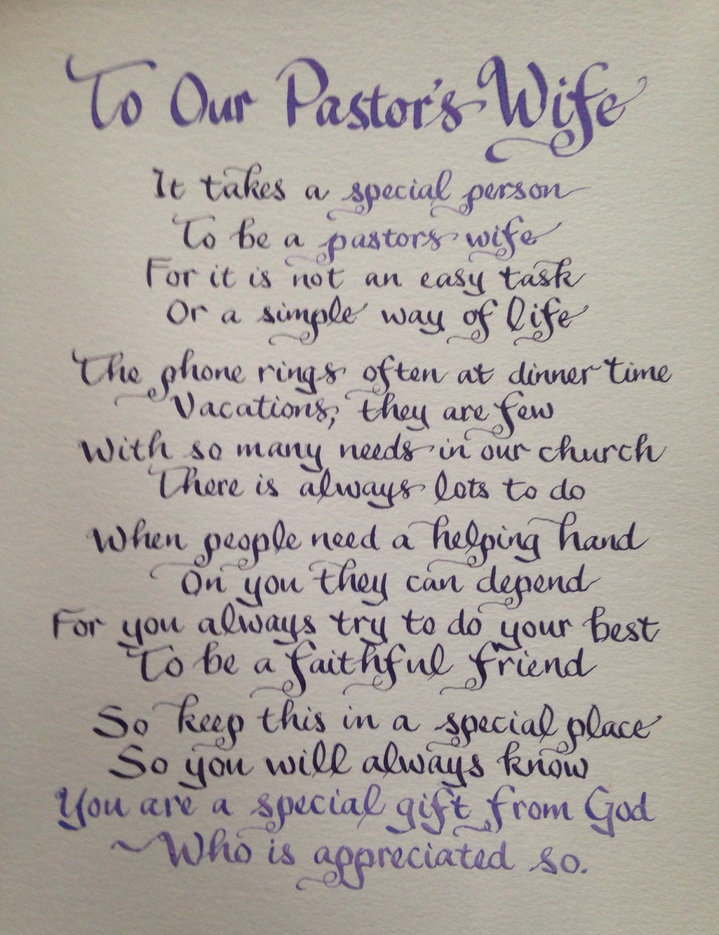 Custom Calligraphy Pastor's Wife Gift Pastor's Wife Custom Calligraphy Pastor's Wife Gift Pastor's Wife