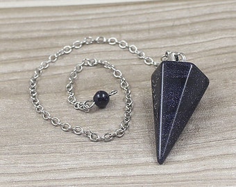 Blue Sandstone Point Pendulum Pendant -- Healing Crystal Point Pendant with Silver Plated bail Wholesale 1,3,5,10,50,100