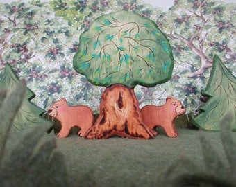 Wooden Toy Flowering Tree, Landscape Play, All natural toy, Waldorf Toys, Pretend play