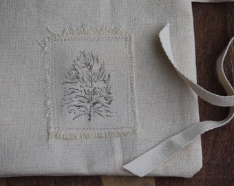 Owl Feather Fabric Gift Bag, Reusable Fabric Gift Bag, Small Cloth Gift Bag