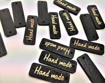 5 Rectangle "Handmade" Letter Wooden Sew buttons, label buttons,diy decor