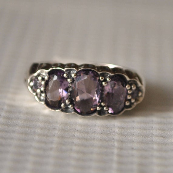 Sterling Silver Amethyst Art Deco Ring Sz 6 #9854