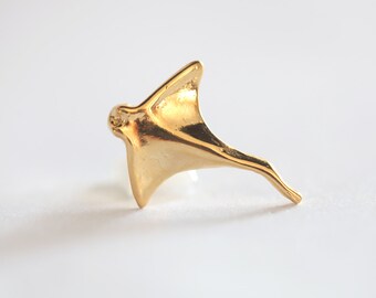 Vermeil Gold Stringray Pendant - 18k gold plated over sterling silver, sting ray gold charm for necklace