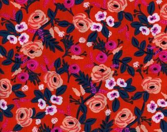 Painted Roses Orange - Wonderland - RAYON - Anna Bond Rifle Paper Co - Cotton + Steel - 8024-15